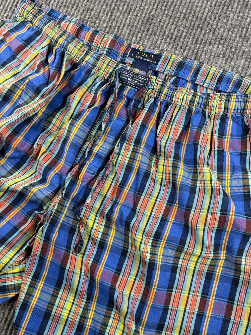 Polo Ralph Lauren Pajama Pants Mens XL Multicolor Plaid Drawstring Preppy Cotton